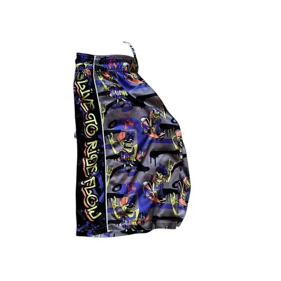 Flow Society Lacrosse Shorts Boys YXL Skeleton Skateboard LIVE TO RIDE FLOW - Picture 2 of 3
